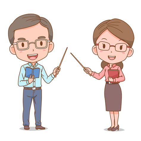 Cute Couple Cartoon Of Teachers 4903346 Vector Art At Vecteezy
