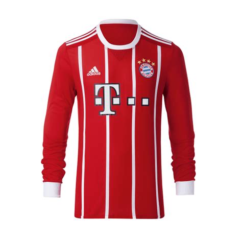 The jersey features bayern munich true red with white pinstripes. FC Bayern Kids Jersey Home Longsleeve 17/18 | Official FC ...