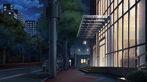 Anime Street Buildings Car Anime Hd Wallpaper Wallpaperbetter