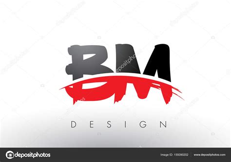 Bm B M Brush Logo Letras Con Rojo Y Negro Swoosh Cepillo Frontal