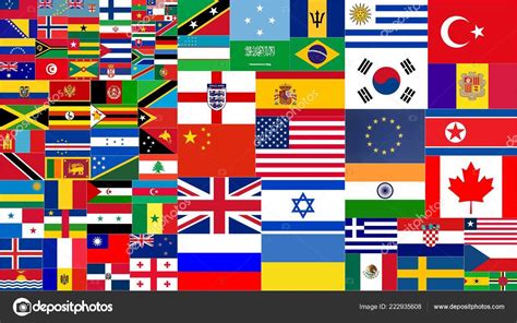 Various Country World Flags Collection Close - Stock Editorial Photo ...