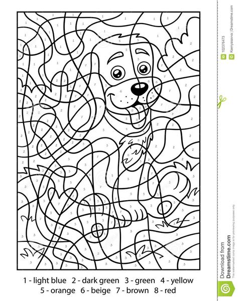You might also be interested in coloring pages from color by number worksheets category and animals color by number, advanced. Color by number, Dog stock vector. Illustration of nature ...