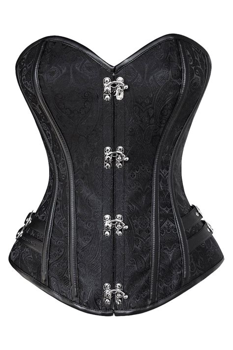 Atomic Black Jacquard Steel Boned Steampunk Overbust Corset Corsets And Bustiers Steel Boned