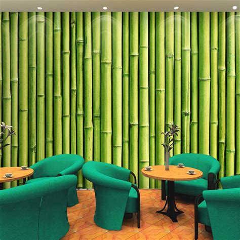Beibehang Free Shipping 3d Bamboo Garden Bamboo Wallpaper Restaurant