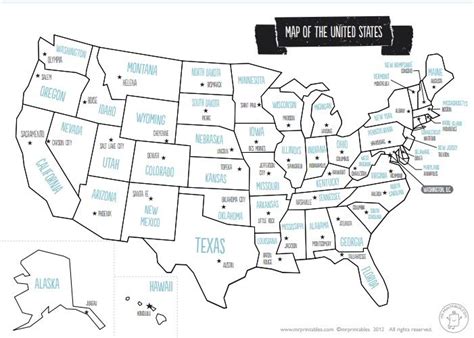Labeled Usa Map States And Capitals United States Map State