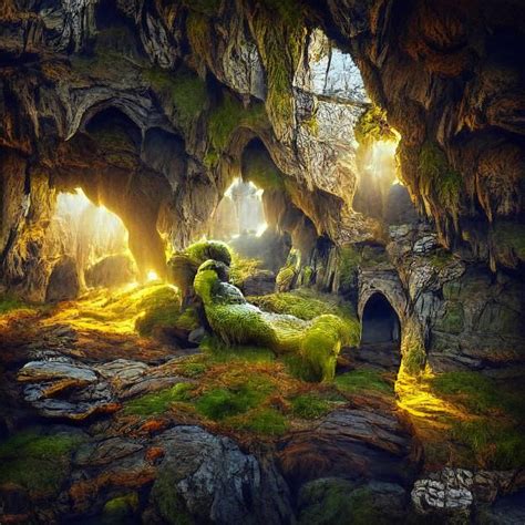 Sunlit Mossy Cave Beautifully Lit Ferdinand Knab 5 8k 3d 8k