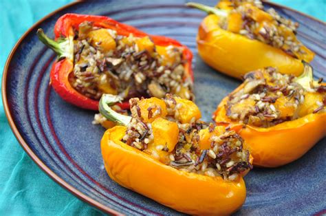 Butternut Squash And Quinoa Stuffed Peppers The Vegetarian Ginger