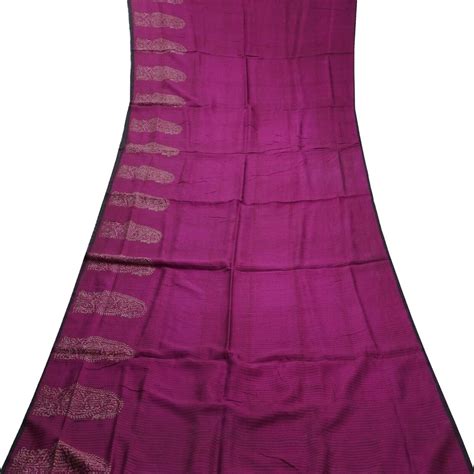 Vintage Purple Sarees 100 Pure Silk Printed Indian Sari 5yd Decor