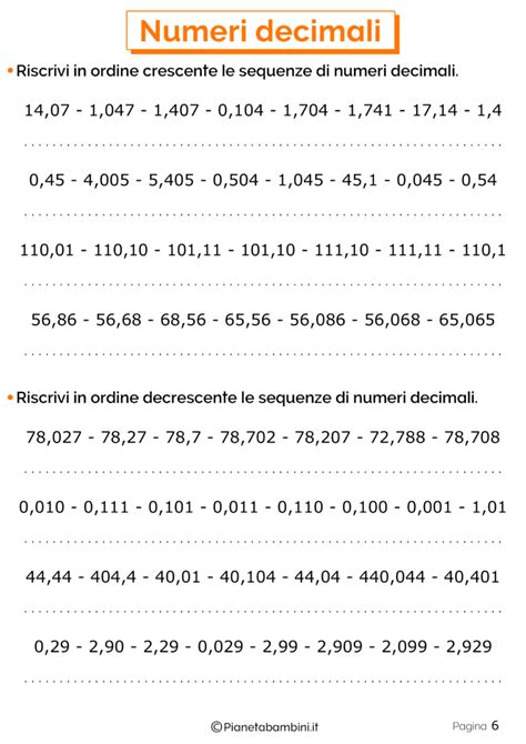 Pdf da stampare della prova di matematica. Esercizi sui Numeri Decimali per la Scuola Primaria ...