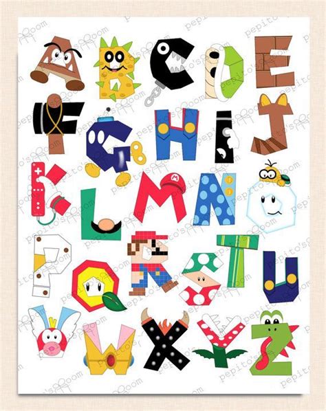 Pin By Carolina On Decoración Salón Mario Bros Party Alphabet Poster
