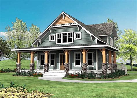 A hallmark of farmhouses, the wraparound porch is a welcoming design feature that spans at least two. Craftsman with Wrap-Around Porch - 500015VV ...