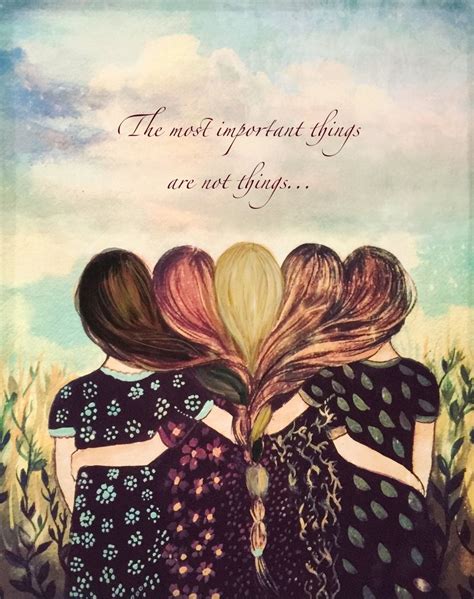 Five Sisters Best Friends With Brown And Reddish Hair Art Etsy Canada Sisters Art Drawings