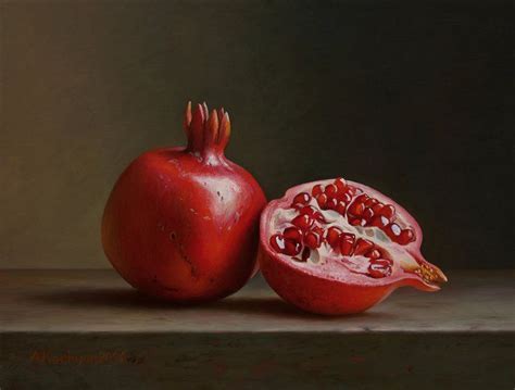 Pomegranates 2020 Oil Painting By Albert Kechyan Pomegranate Still
