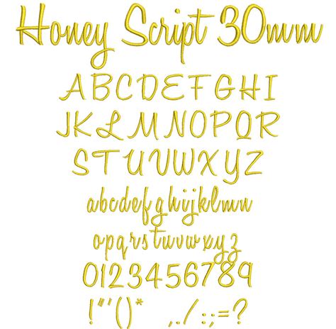 The Honey Script 30mm Font From