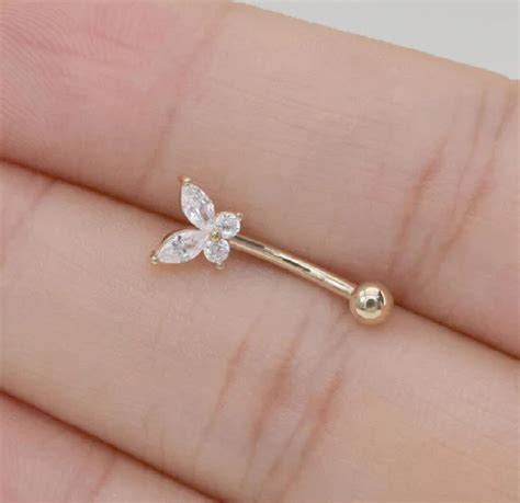 K Solid Gold Butterfly Belly Button Rings Belly Button Rings Etsy