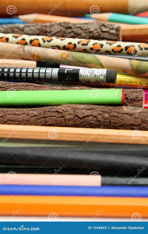 Collection Of Unusual Pencils For Plotting And Drawing Stock Image
