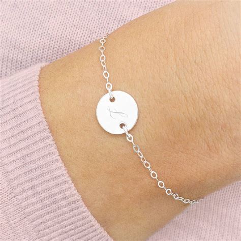 Personalised Initial Disc Bracelet Sterling Silver Initial Silver
