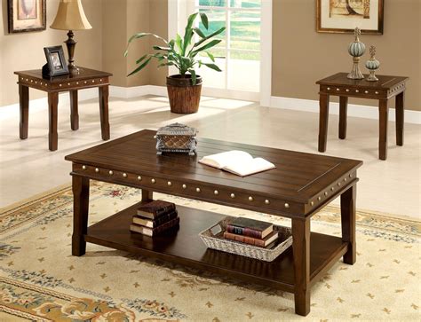 Triangle coffee, console, sofa & end tables : Fenwick 3-pc Nailhead Trimmed Coffee and End Table Set in ...