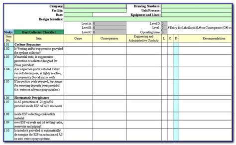 Process Hazard Analysis Checklist Example Gambaran