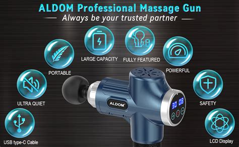 Aldom Massage Gun Deep Tissuelarge Capacity Usb C Rechargeable Cordless Muscle Gun Massager30