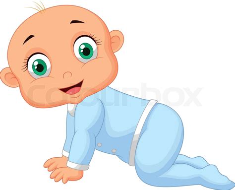 Crawling Baby Boy Cartoon Stock Vektor Colourbox