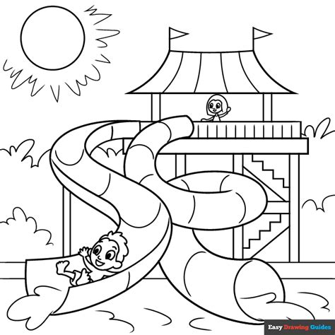 Water Slide Coloring Page Easy Drawing Guides