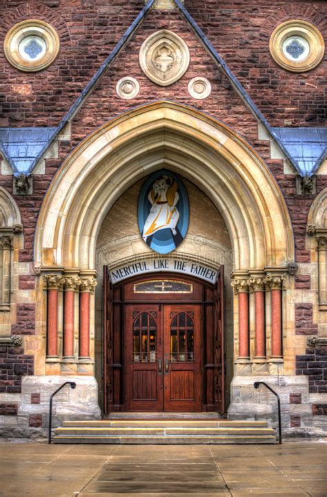 Entrance Roman Catholic Church Cathedral Stock Photo