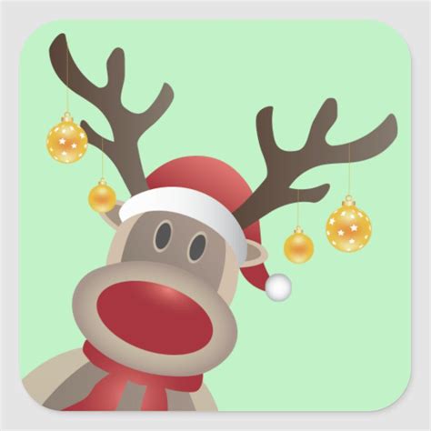 Holiday Stickers Rudolph The Red Nosed Reindeer Square Sticker Zazzle Red Nosed Reindeer