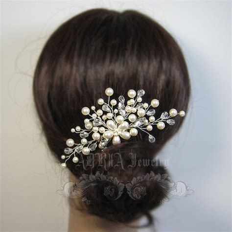Wedding Hair Accessories Swarovski Pearls By Adriajewelry On Etsy