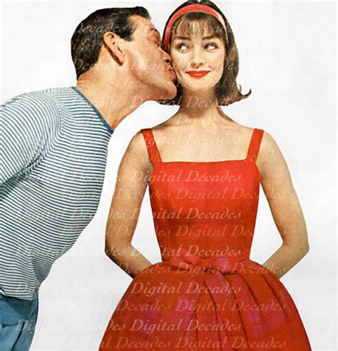 kiss your wife 1950s vintage art illustration man woman husband married love digital image etsy