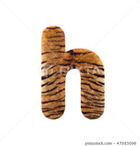 Tiger Letter H Lower Case 3d Feline Fur Font Stock Illustration