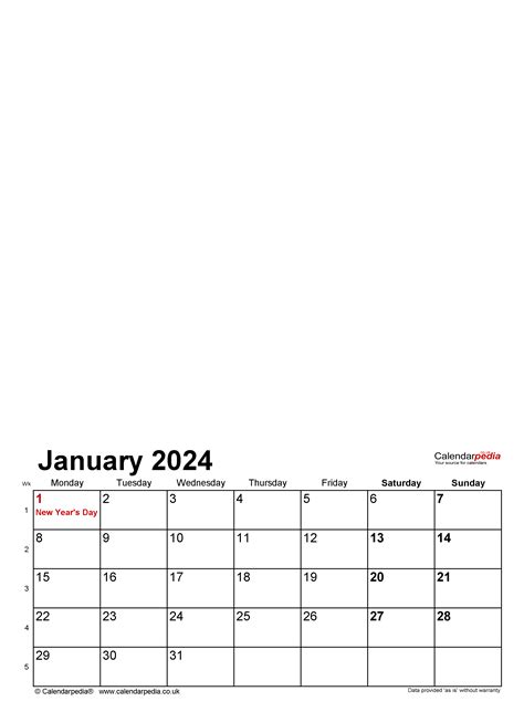 2024 Calendar Templates And Images 2024 Printable Calendar Pdf Free