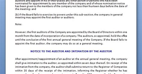 auditor appointment board resolution format  word