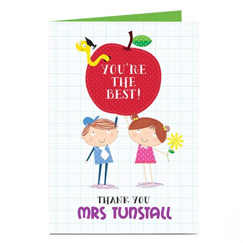 buy personalised thank you teacher card red apple for gbp 1 79 card factory uk