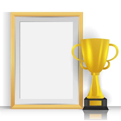 Realistic Golden Trophy With Empty Picture Frame Download Free