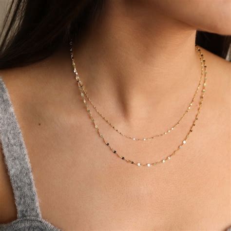 K Gold Chain Necklace Delicate Dainty Layered Necklace Etsy