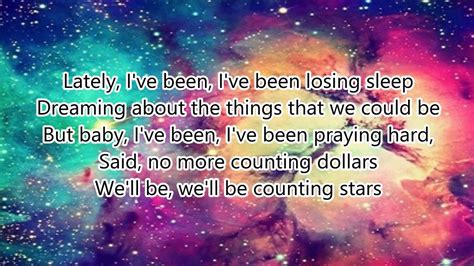 Counting Stars Onerepublic Lyrics ♪ Youtube