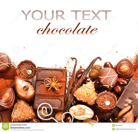 Chocolates Border Isolated On White Stock Photo Image 52042642