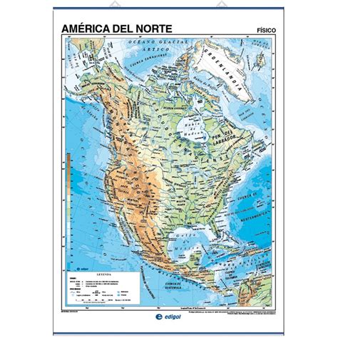 Mapa Mural De América Del Norte Físico Político