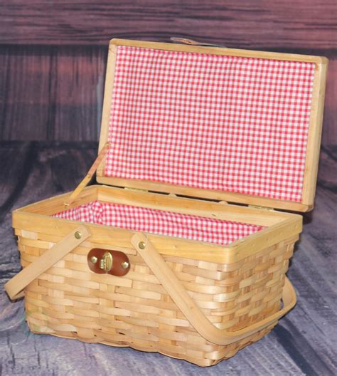 Buy Wholesale Qi003081 Picnic Basket Gingham Lined With Folding Handles