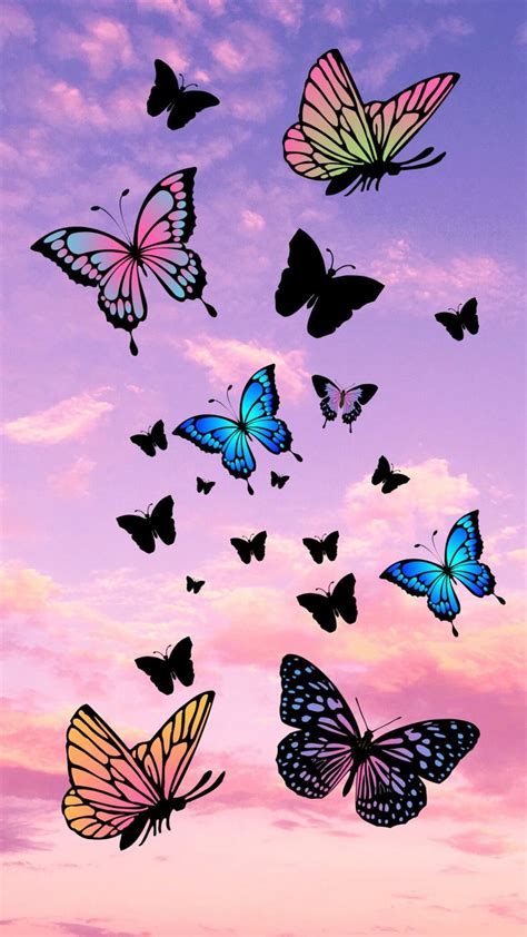 Butterflies In The Pink Sky 🦋💖 Butterfly Wallpaper Butterfly