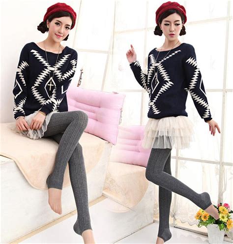 Women Winter Cable Knit Sweater Footed Tight Warm Stretch Stocking