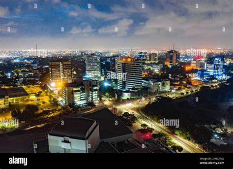 An Aerial Shot Of The City Of Accra In Ghana At Night Stock Photo Alamy