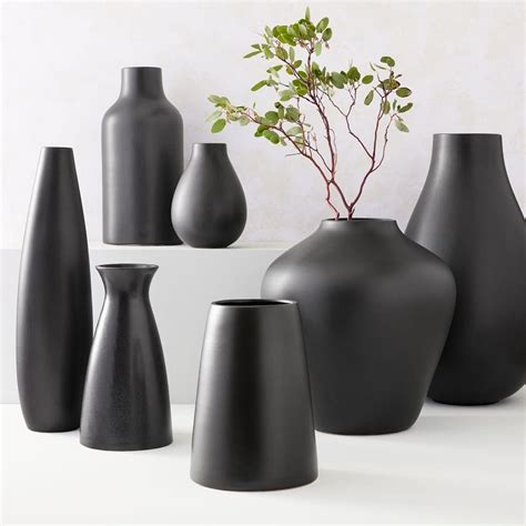 Pure Black Ceramic Vases West Elm Australia