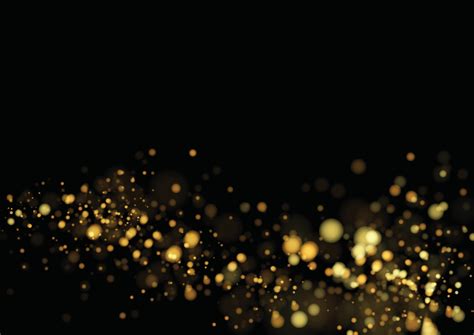 Gold Glitter Texture Isolated With Bokeh On Black Background Particles