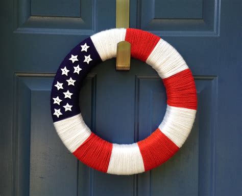 Yarn American Flag Wreath Teach Love Craft