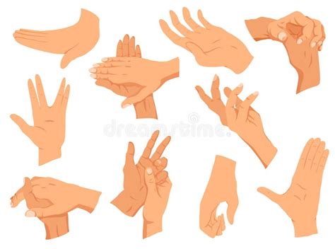 Hands Gesturesvector Illustration Set Hands In Different