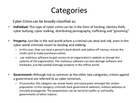 Computer crime the general heading of computer crime can potentially cover an array of offenses. Cyber crime: A Quick Survey