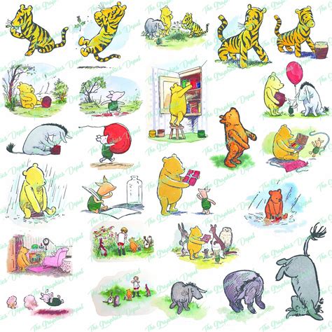 Vintage Winnie the Pooh 25 PNG Files Clipart Clip Art - Etsy