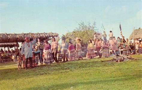 seminole okalee indian village and crafts center 1970s postcard says seminole green corn